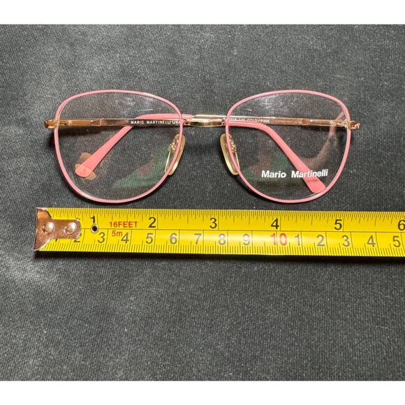 Vintage 1990s Pink Gold Eyeglasses Slim Rectangular Wire Frames Optical - Picture 4 of 10